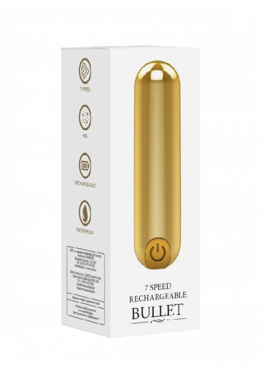 Перезаряжаемая вибропуля BGT - 7 Speed Rechargeable Bullet, золотая